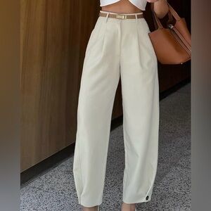 Commense Classic High-Waist Cream/Khaki Pants